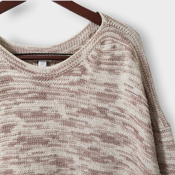 Pure Jill Plus Sz 2X Marled Textured Knit Tunic Sweater Boatneck Casual Neutral - Picture 2 of 10